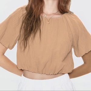 Balloon sleeve crop top - open back w ties